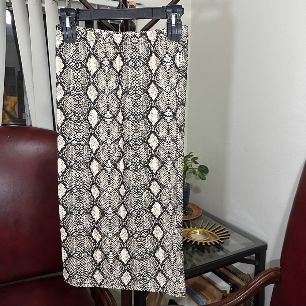 Velvet Torch Black Snake Print Midi Skirt M Soft Stretchy